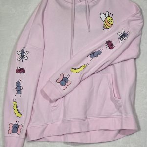 A-Lab Hoodie Unisex Adult Large Pink Bug Off Graphic Pullover